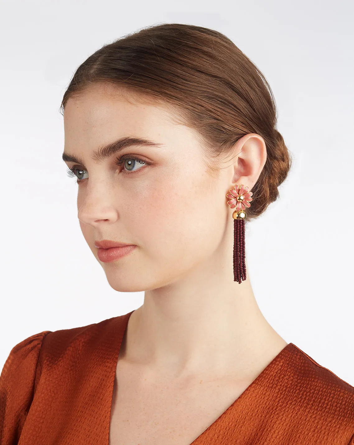 Flower Beaded Tassel Earrings sold by Draper James product image thumbnail 2