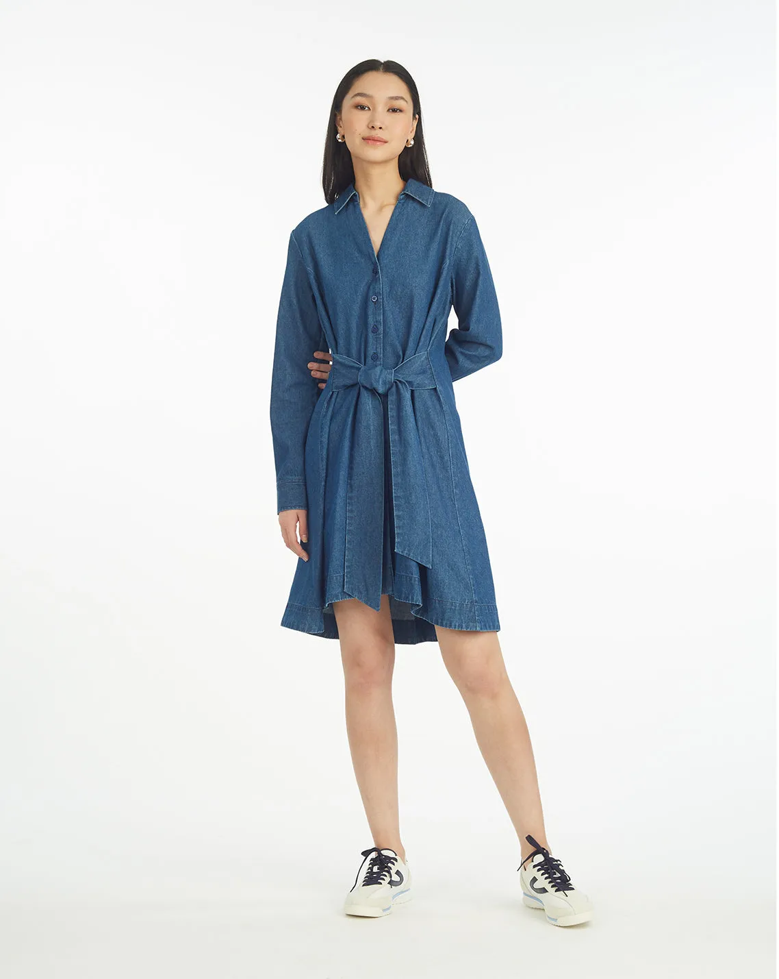 Layla Shirtdress in Dark Wash Chambray sold by Draper James