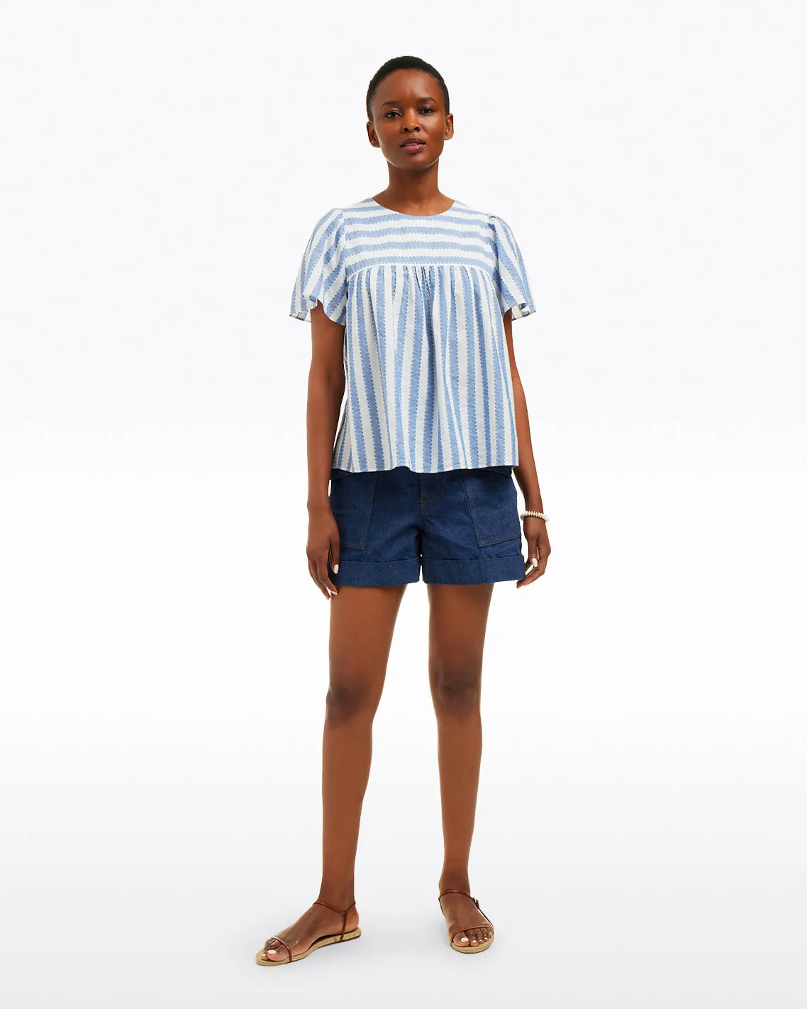 Flutter Sleeve Top in Wave Stripe sold by Draper James