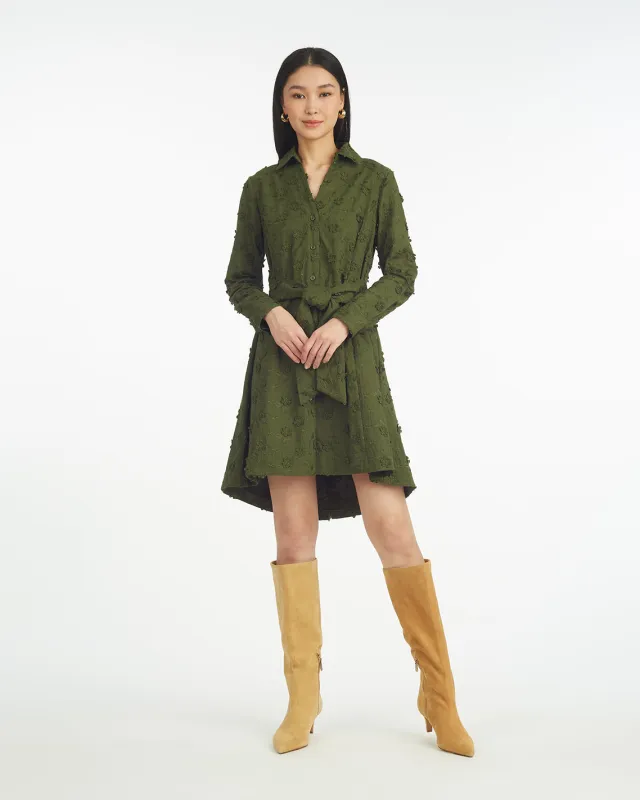 Layla Shirtdress in Olive Embroidered Floral made by Draper James