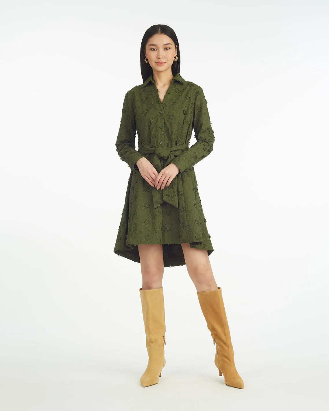 Layla Shirtdress in Olive Embroidered Floral sold by Draper James