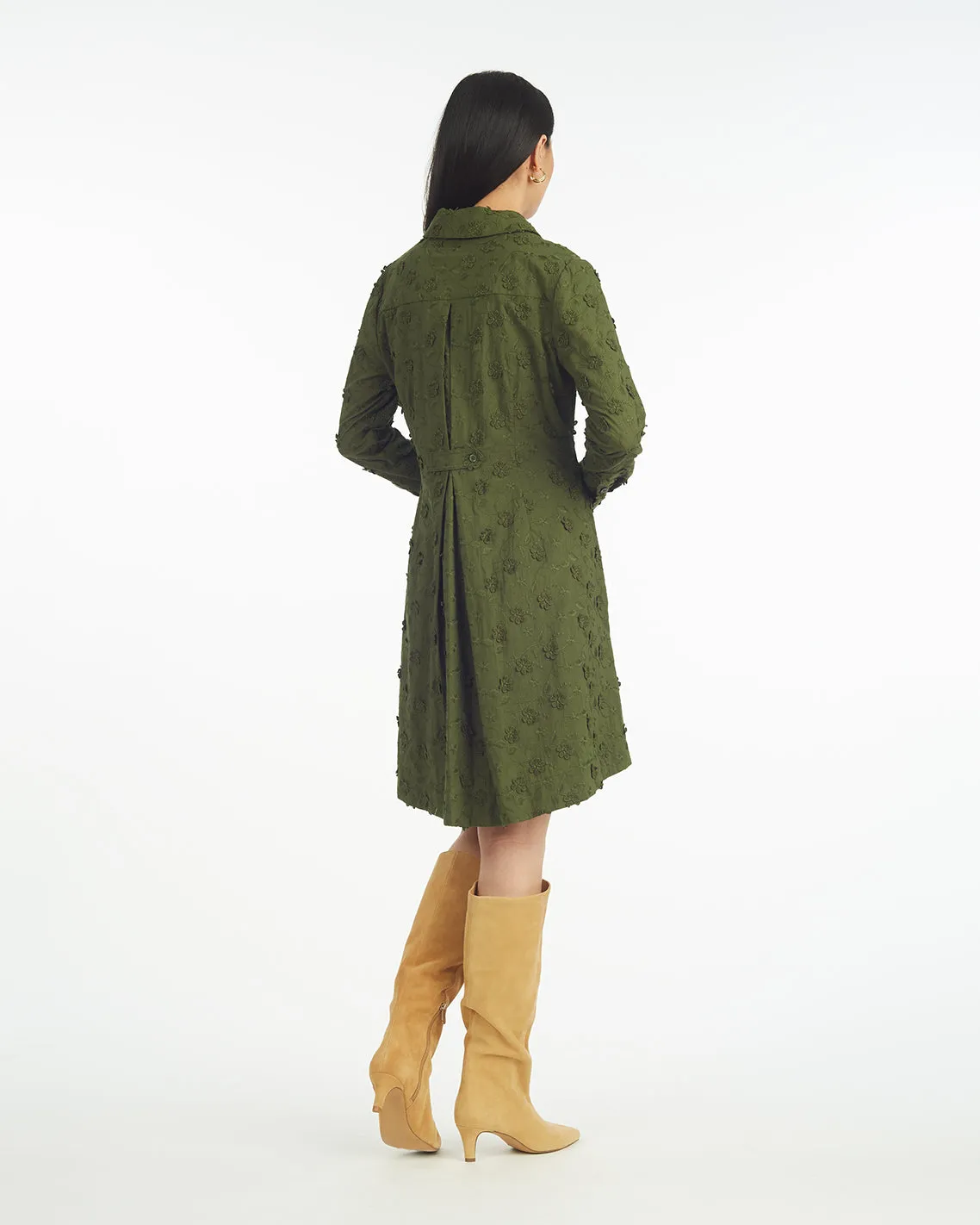 Layla Shirtdress in Olive Embroidered Floral sold by Draper James product image thumbnail 2
