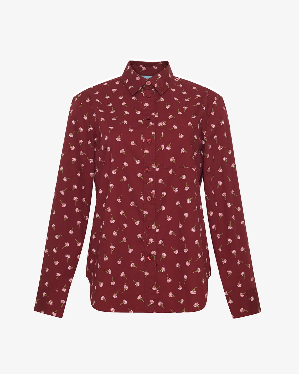 Long-Sleeve Button Down in Burgundy Buds sold by Draper James product image thumbnail 3