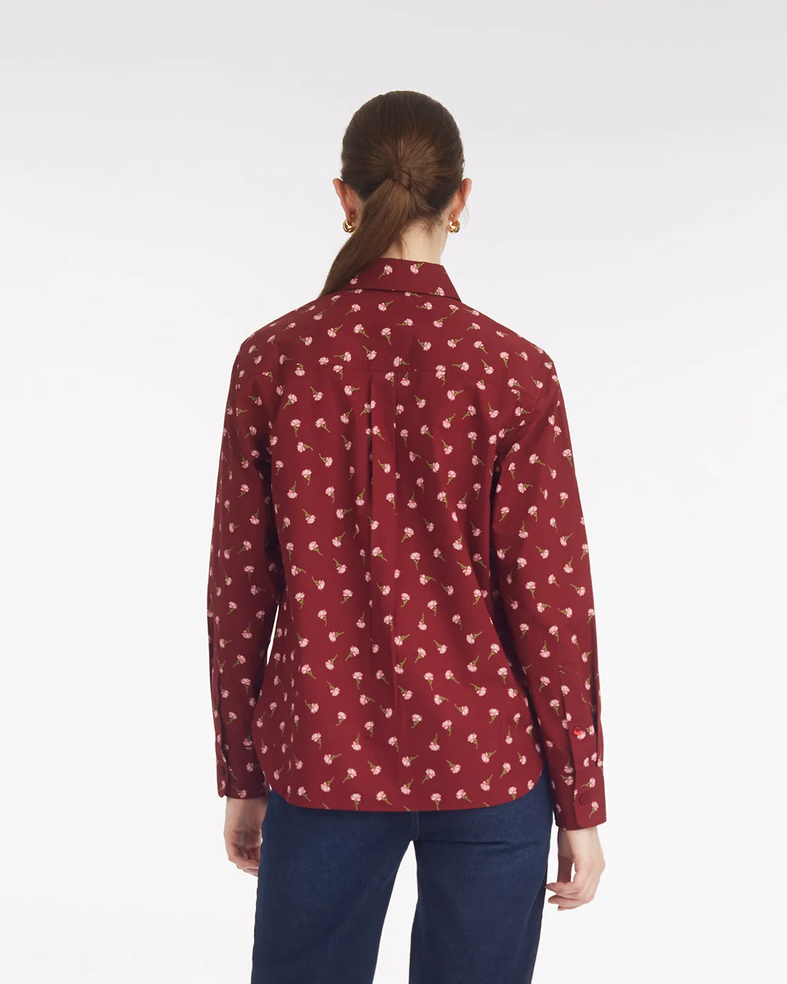 Long-Sleeve Button Down in Burgundy Buds sold by Draper James product image thumbnail 2