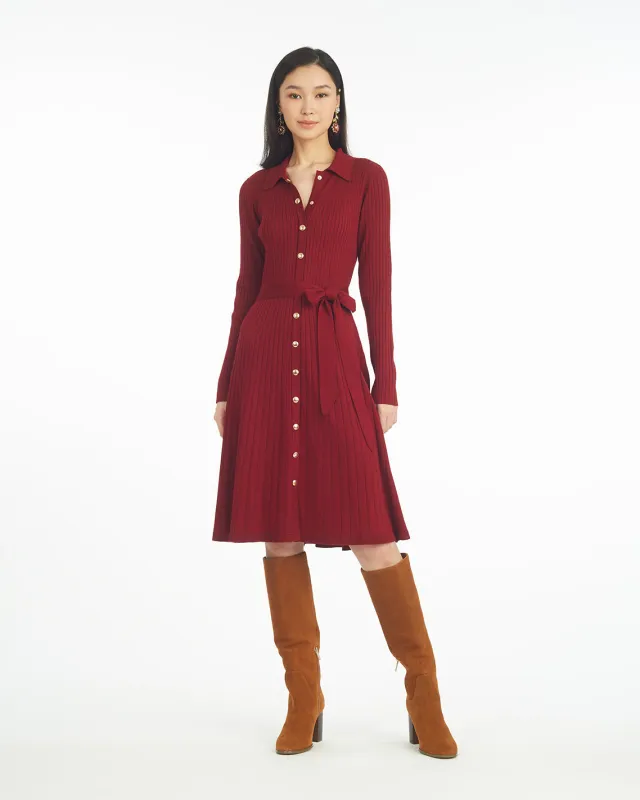 Monroe Knit Midi Dress in Burgundy sold by Draper James