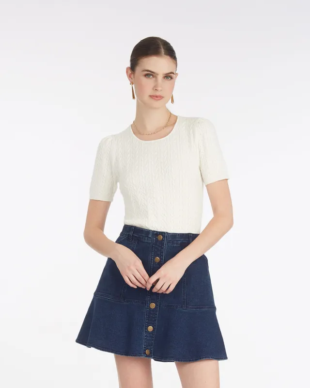 Mixed Cable Crewneck Sweater sold by Draper James