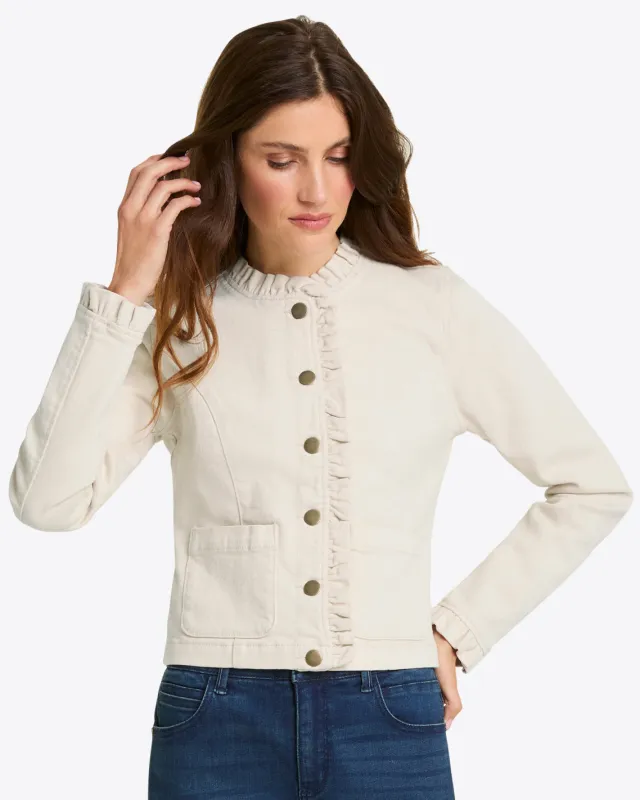 Ruffle Denim Jacket sold by Draper James