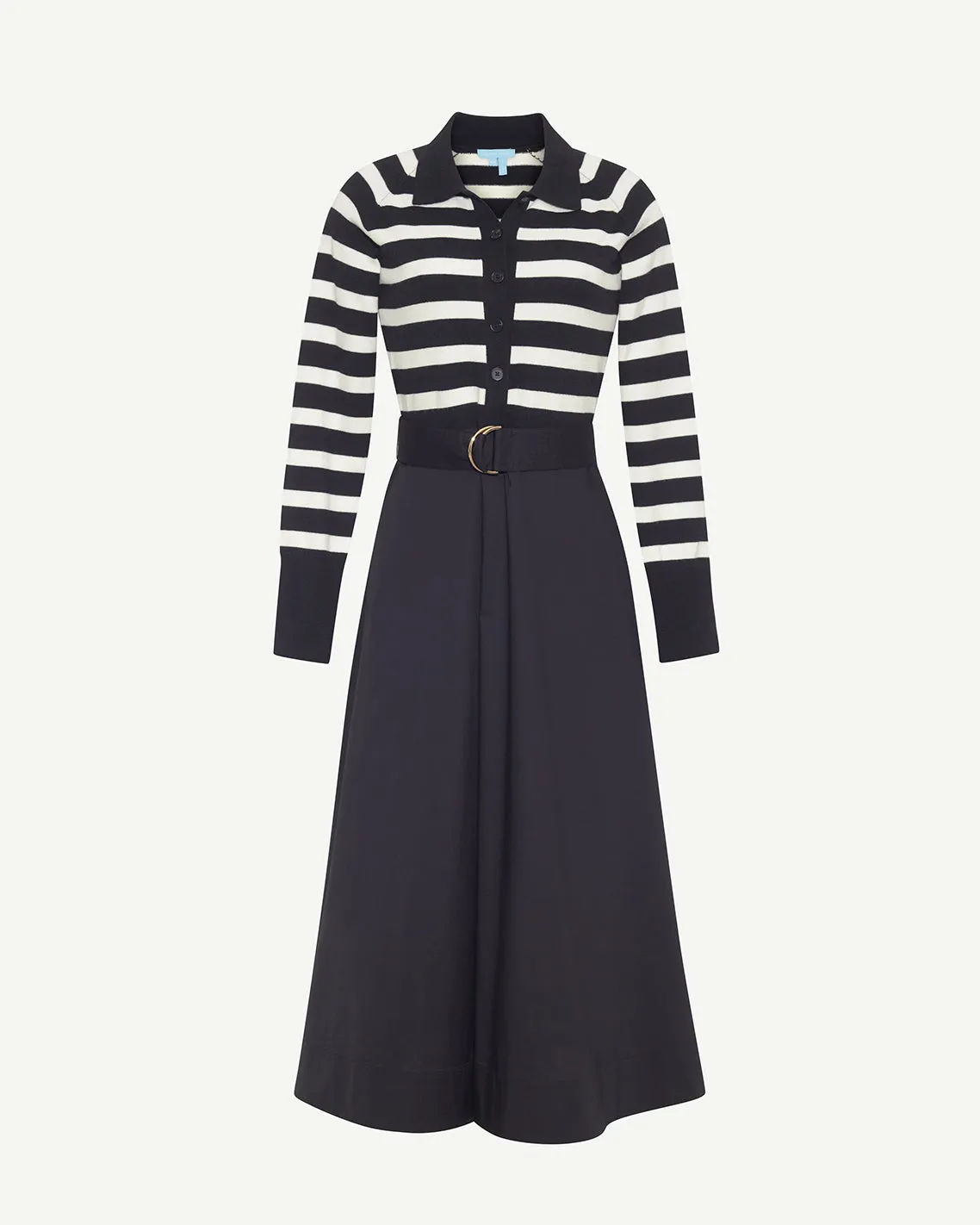 Darcy Mixed Media Dress in Black Stripe sold by Draper James product image thumbnail 4