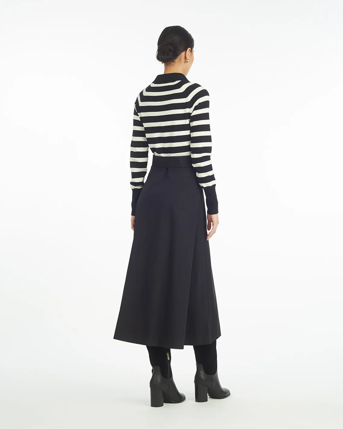 Darcy Mixed Media Dress in Black Stripe sold by Draper James product image thumbnail 3