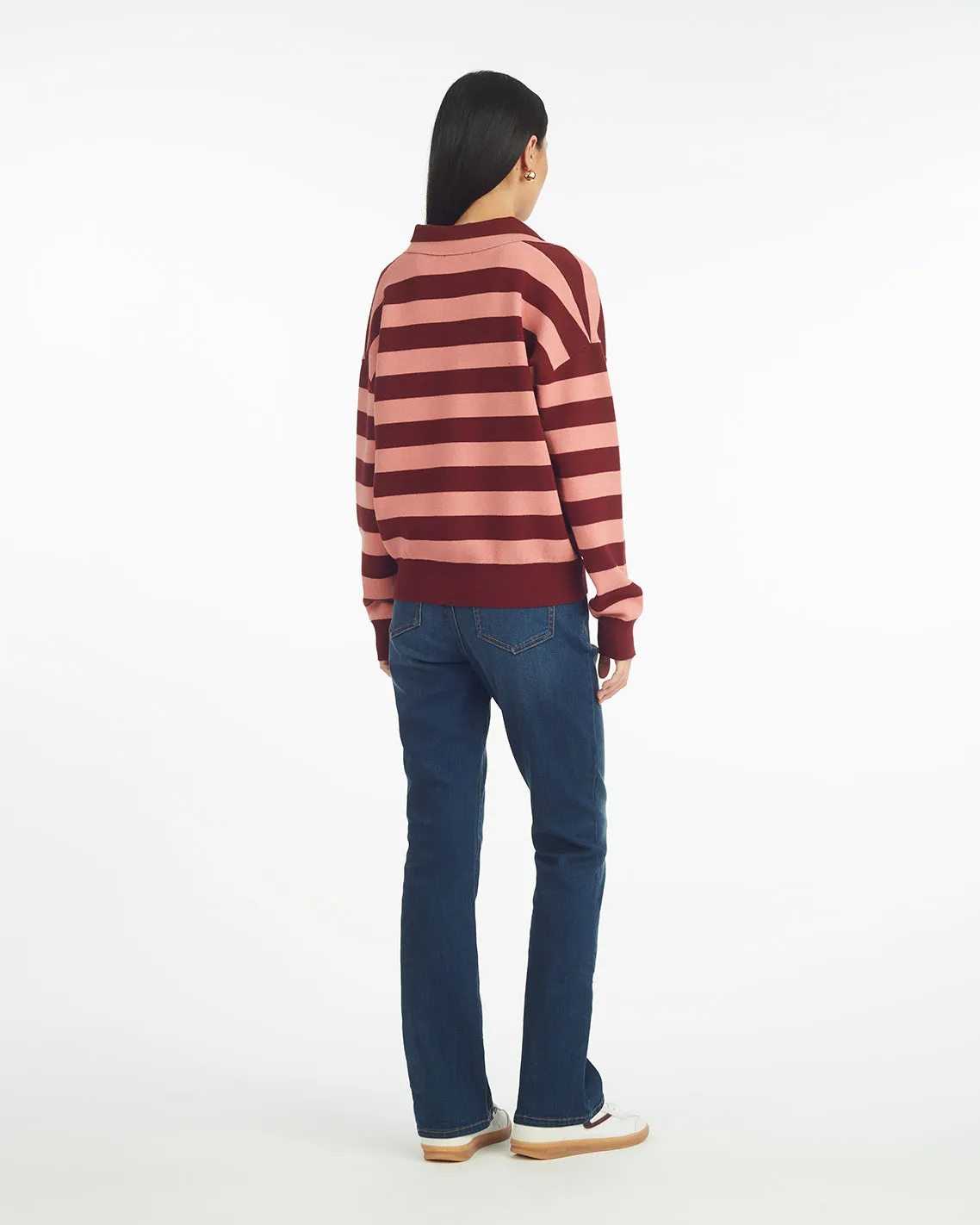 Double Johnny Collar Rugby Stripe Pullover sold by Draper James product image thumbnail 2