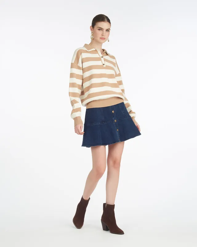 Double Johnny Collar Rugby Stripe Pullover sold by Draper James