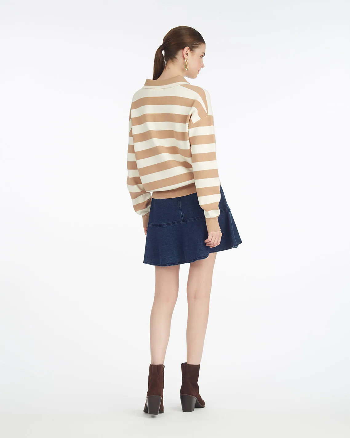 Double Johnny Collar Rugby Stripe Pullover sold by Draper James product image thumbnail 2