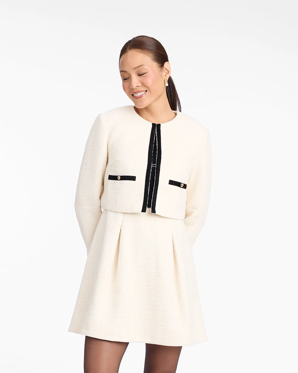 Tweed Jacket in Vanilla sold by Draper James