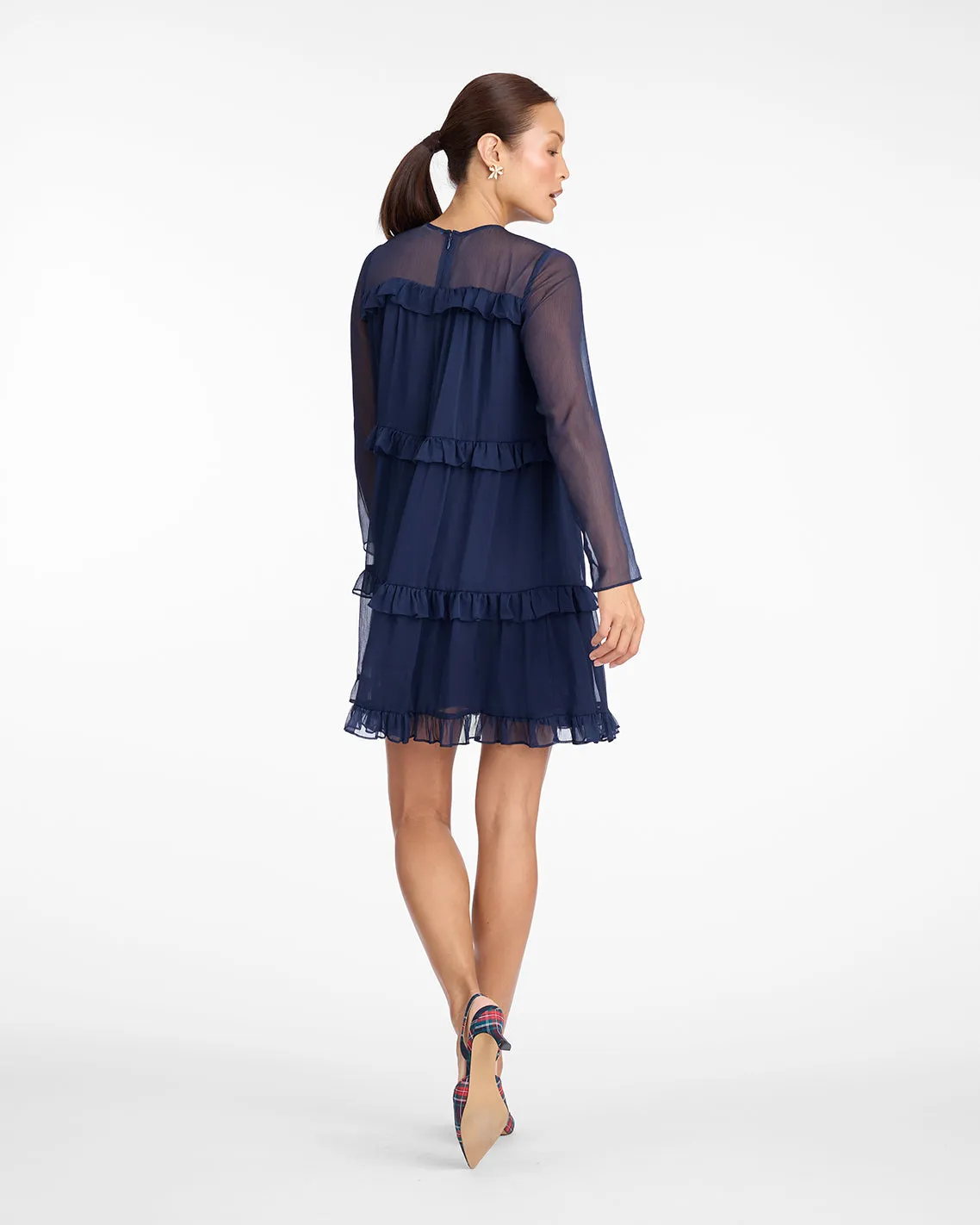 Frannie Ruffle Mini Dress in Baritone Blue sold by Draper James product image thumbnail 3