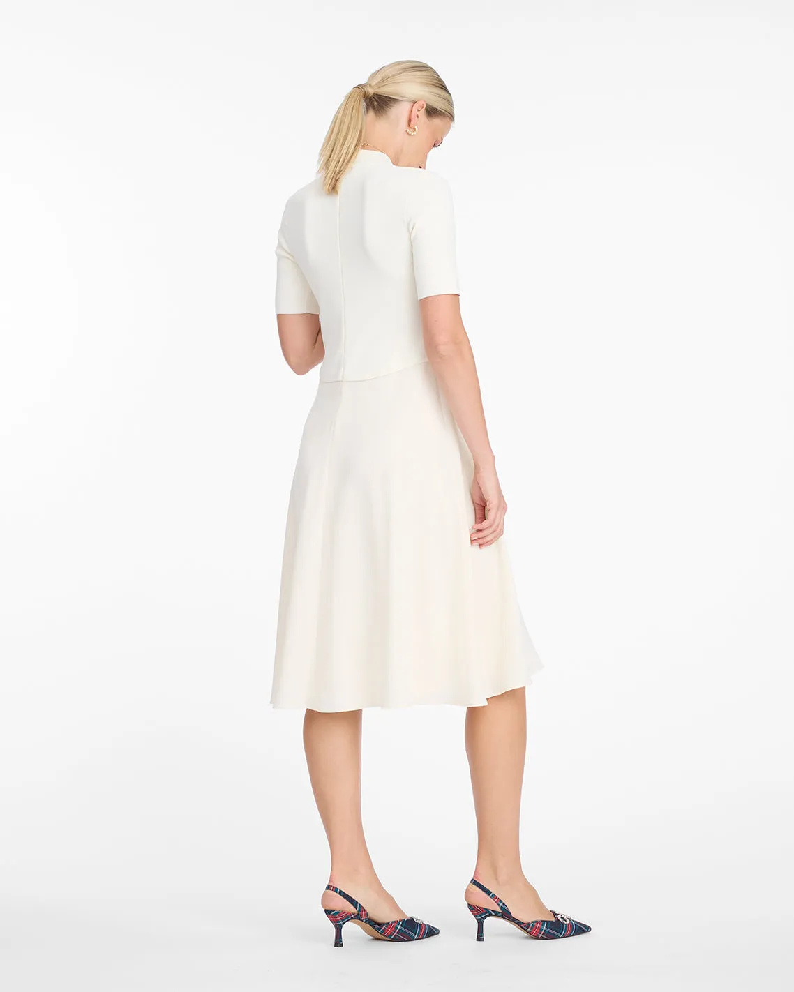 Ava Mixed Media Midi Dress in Frosted sold by Draper James product image thumbnail 3