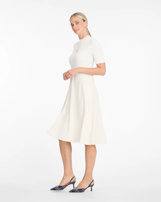 Ava Mixed Media Midi Dress in Frosted sold by Draper James