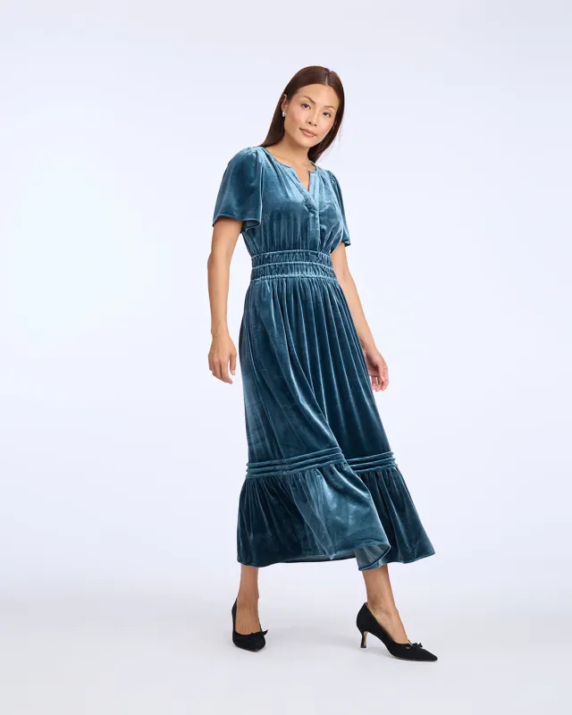 Hollie Midi Dress in Evergreen sold by Draper James