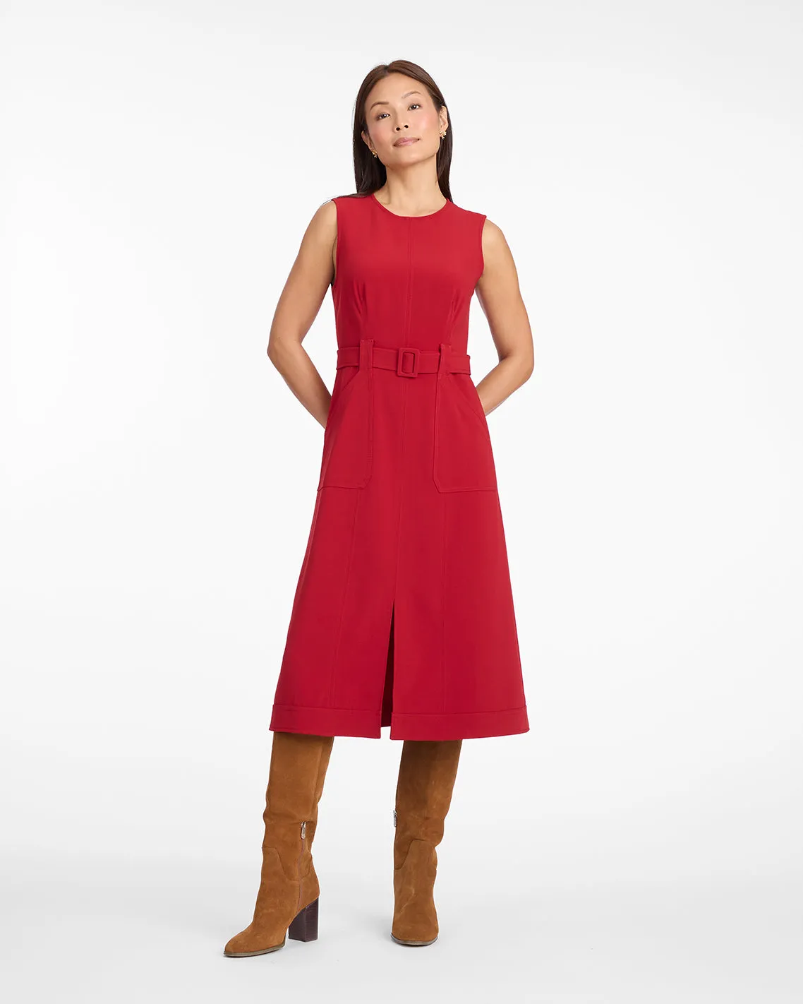 Juno Sleeveless Utility Dress in Red sold by Draper James product image thumbnail 3