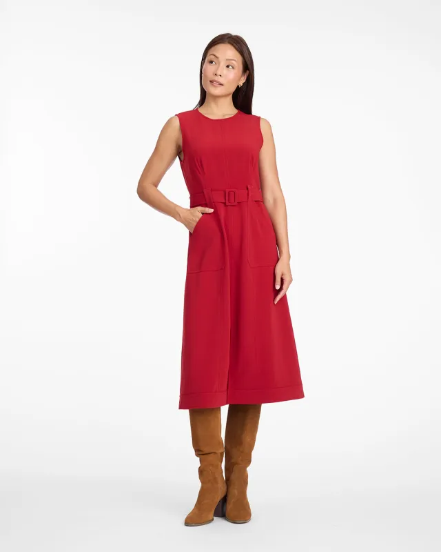 Juno Sleeveless Utility Dress in Red sold by Draper James