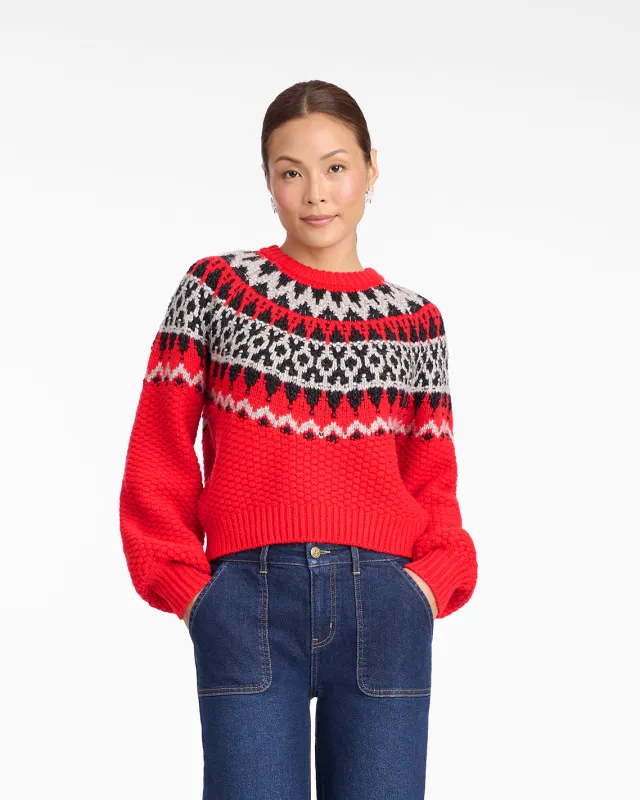 Fairisle Sweater in Lipstick Red Multi sold by Draper James