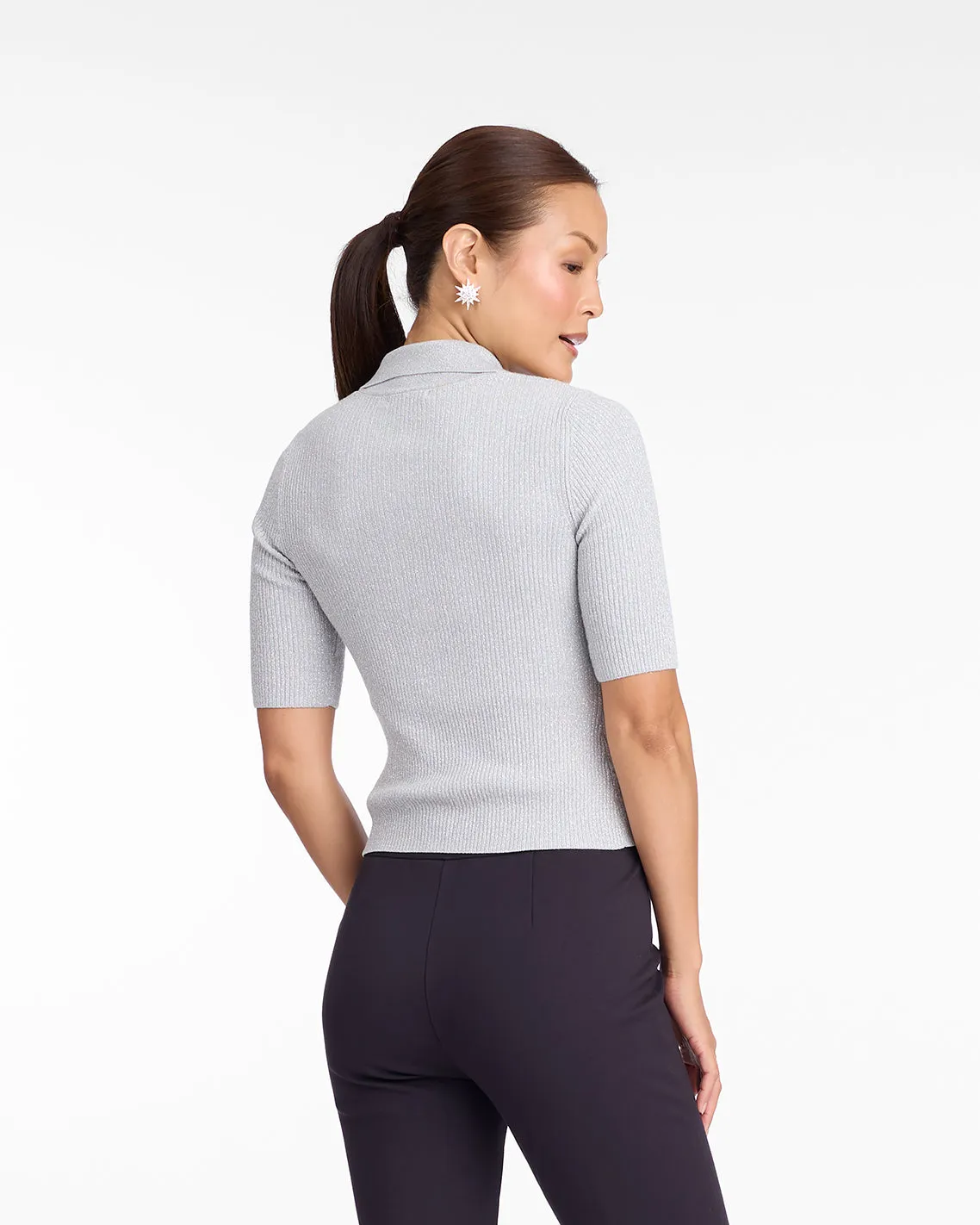 Sweater Polo in Silver sold by Draper James product image thumbnail 2