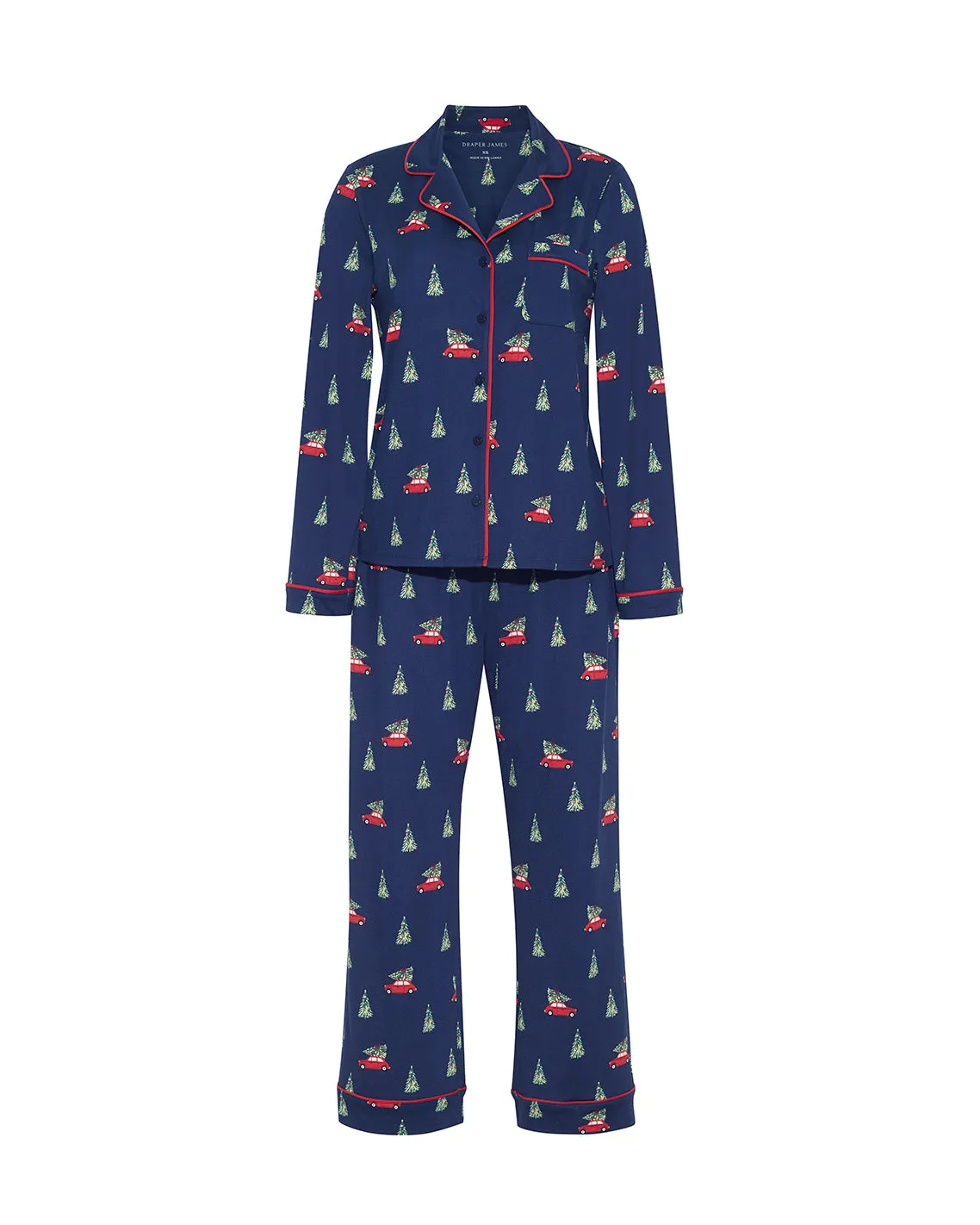 Linda Long-Sleeve Pajama Set in Holiday Trees sold by Draper James product image thumbnail 3