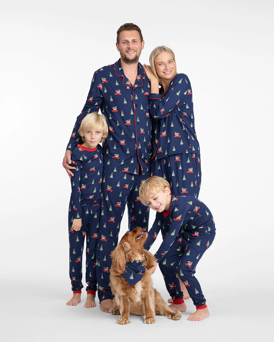 Men's Long-Sleeve Pajama Set in Holiday Trees sold by Draper James product image thumbnail 3