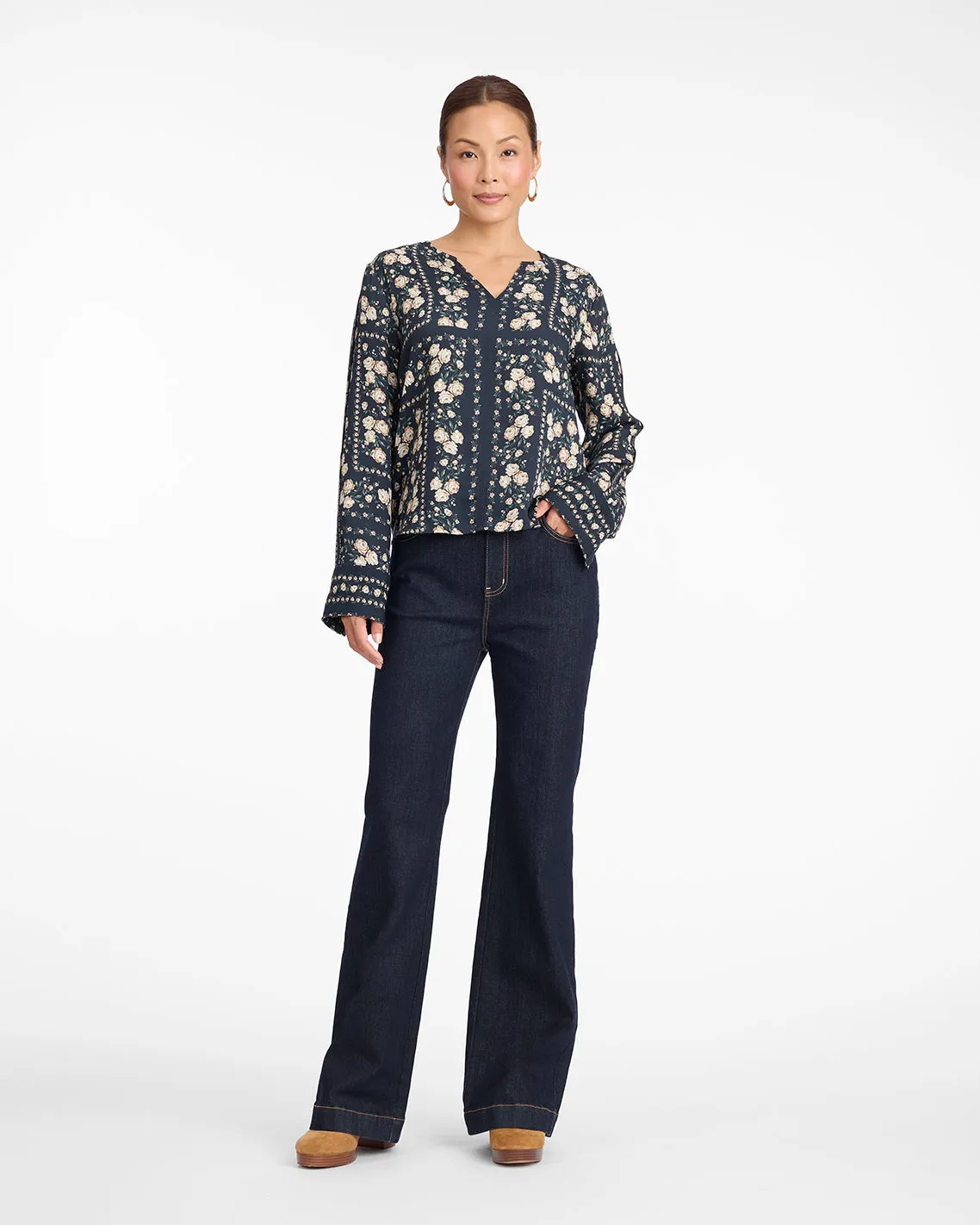 Long-Sleeve Top in Wallpaper Floral sold by Draper James product image thumbnail 3