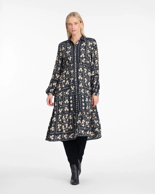 Beverly Midi Dress in Wallpaper Floral sold by Draper James