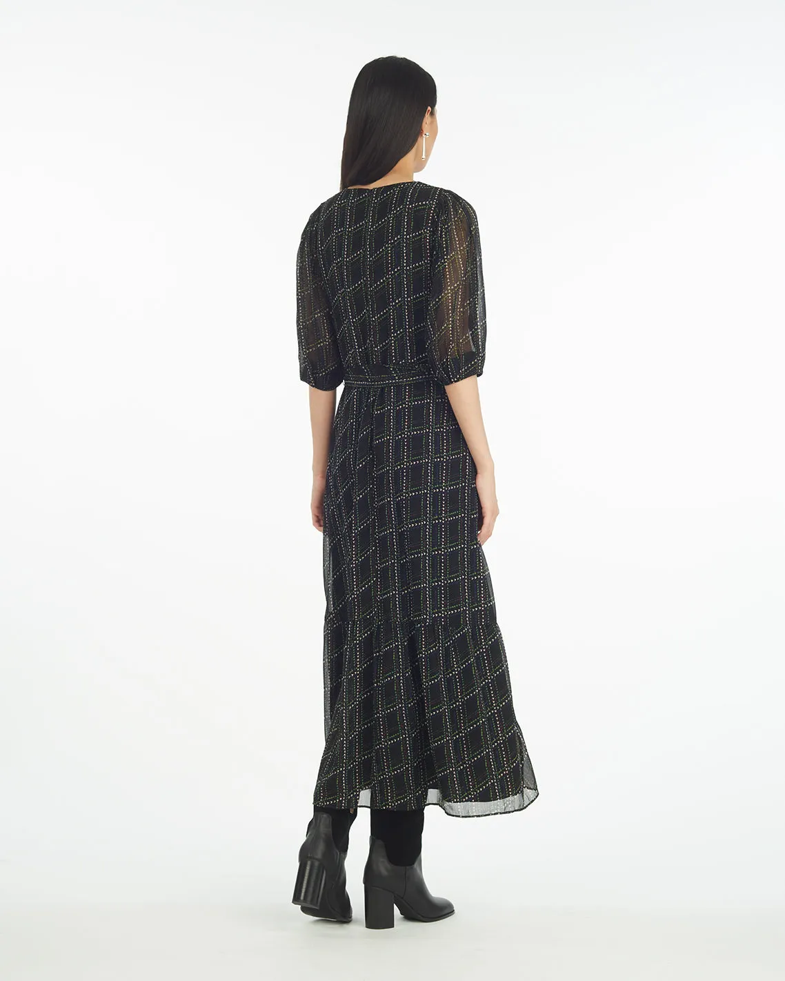 Sophie Tie Waist Midi Dress in Dainty Check sold by Draper James product image thumbnail 2