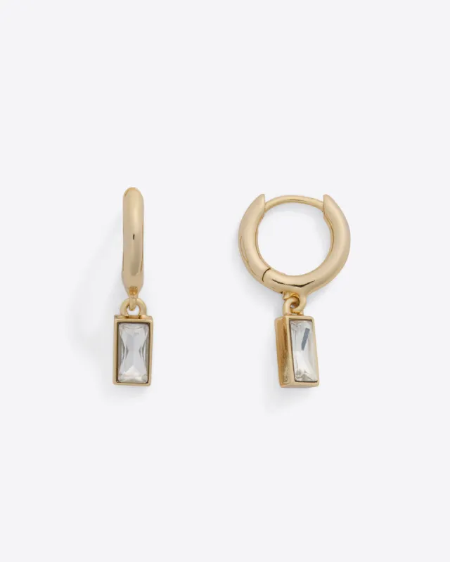 Baguette Drop Hoops in Gold sold by Draper James