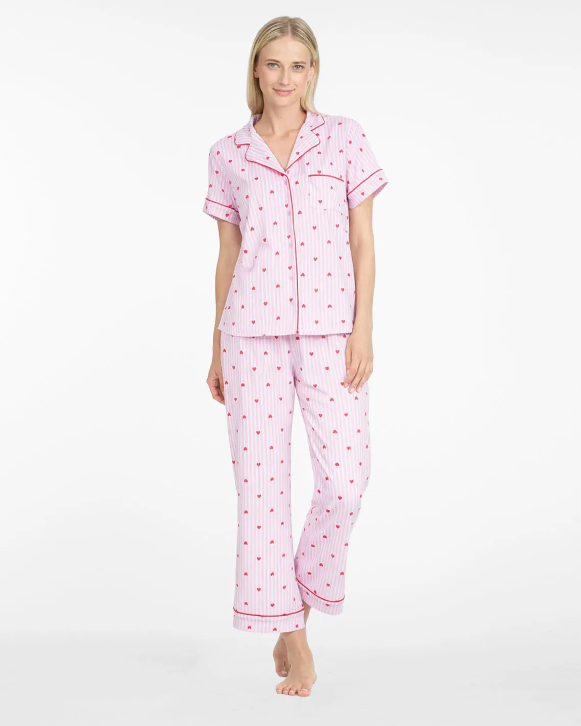 Linda Pajama Set in Sweetheart Stripes sold by Draper James