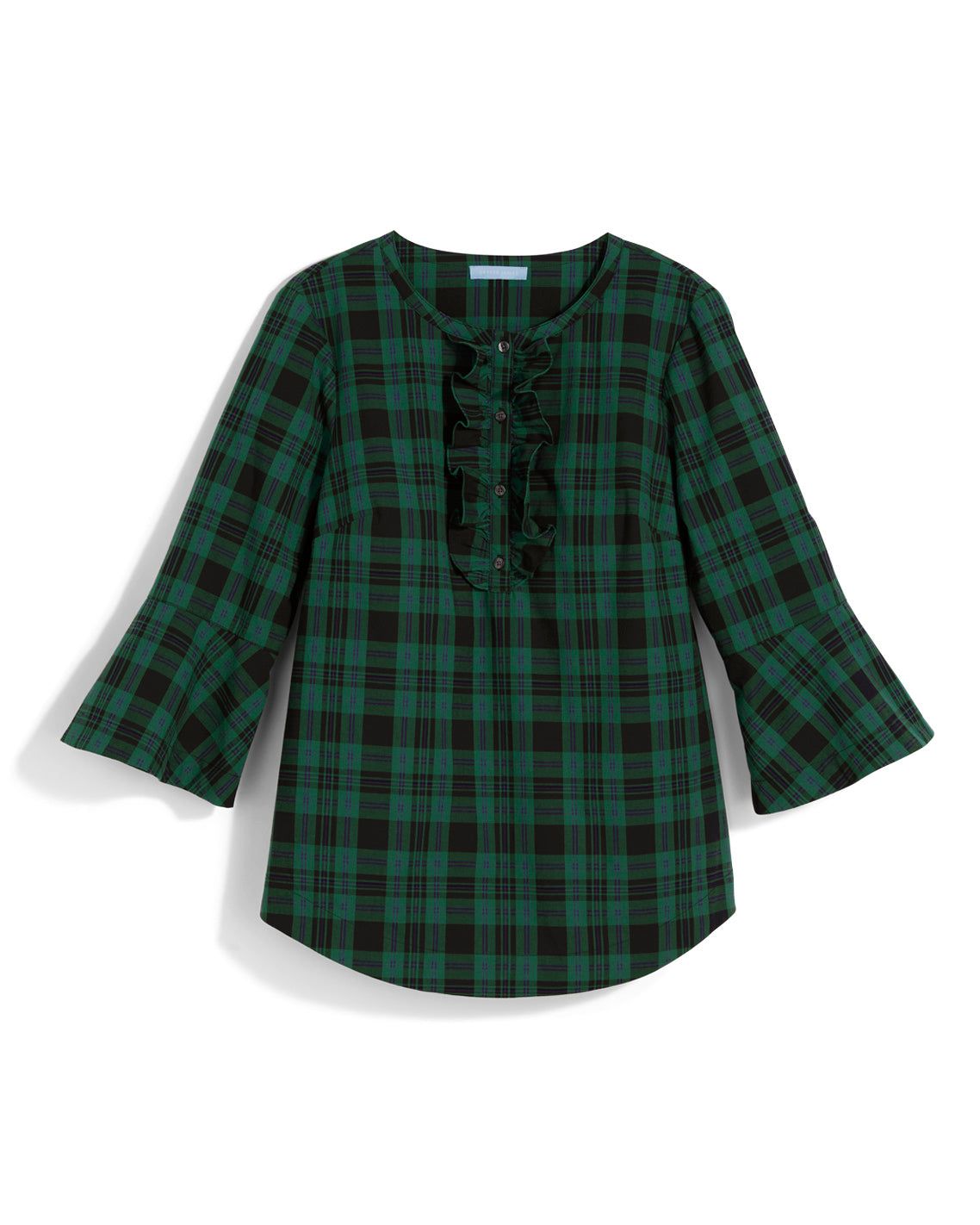 Ruffle Placket Tunic in Blackwatch Plaid sold by Draper James product image thumbnail 2