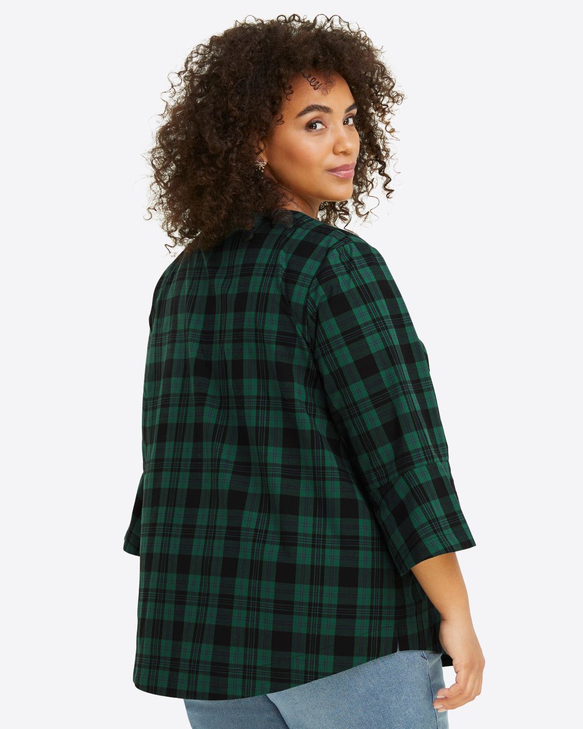Ruffle Placket Tunic in Blackwatch Plaid sold by Draper James product image thumbnail 5
