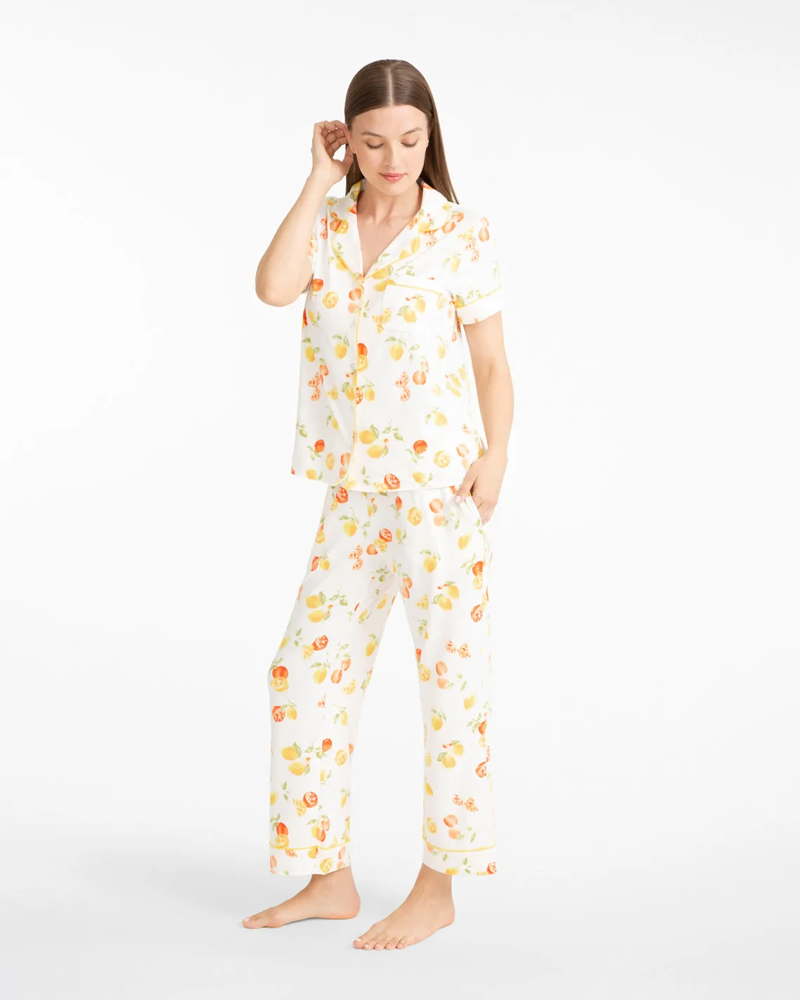 Linda Pajama Set in Citrus sold by Draper James