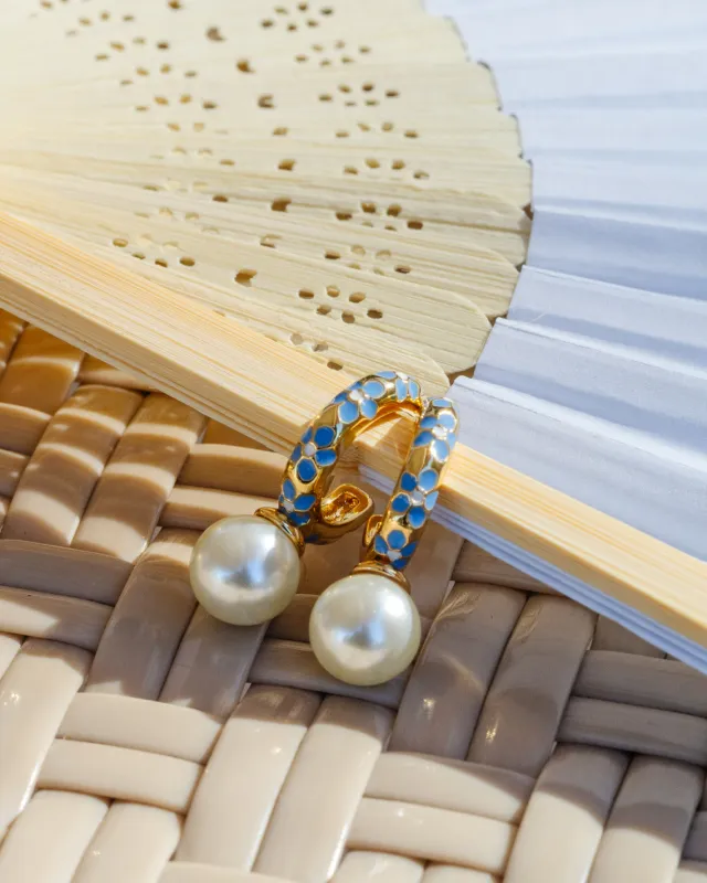 Enamel Pearl Hoop Earrings sold by Draper James