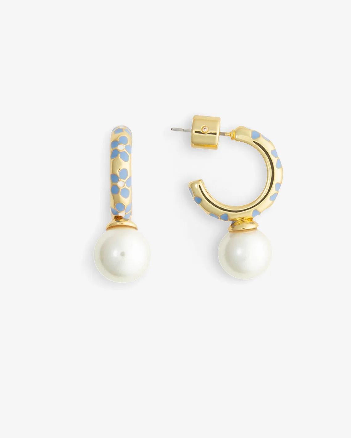Enamel Pearl Hoop Earrings sold by Draper James product image thumbnail 2