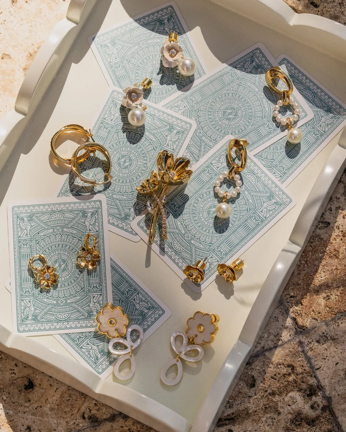 Ruffle Flower Pearl Drop Earrings sold by Draper James product image thumbnail 3