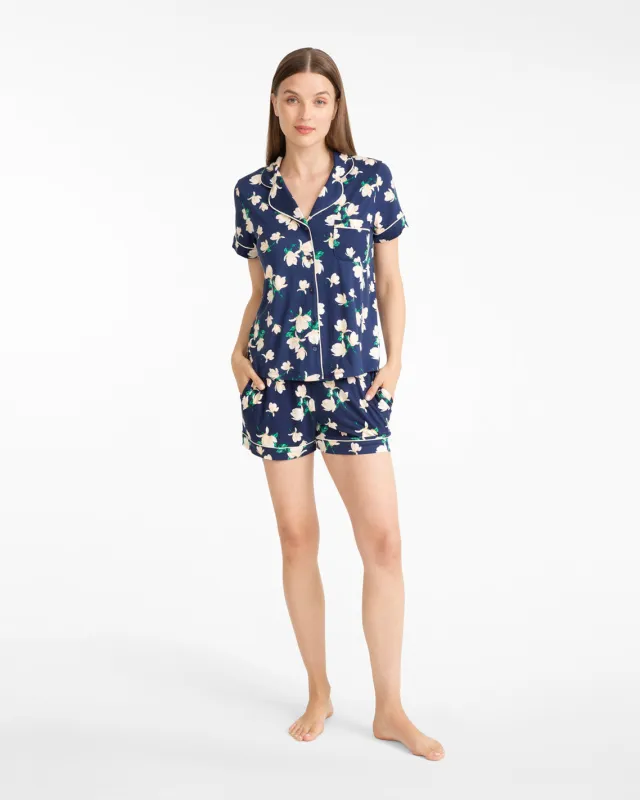 Sara Pajama Set in Navy Magnolia made by Draper James