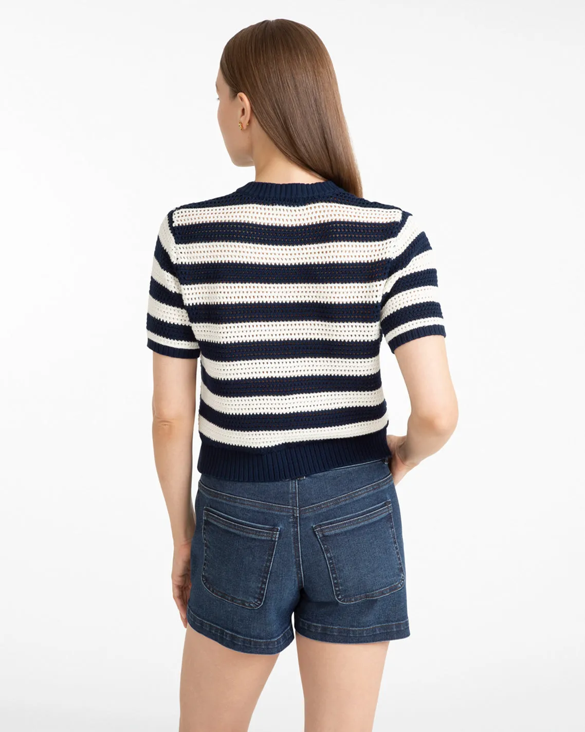 Blue & White SS Cardigan sold by Draper James product image thumbnail 2