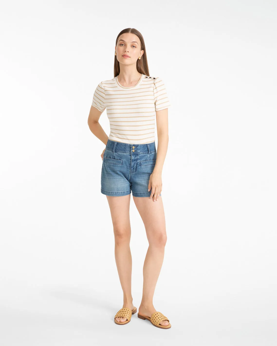 Stripe Crewneck Tee in Ivory sold by Draper James product image thumbnail 2