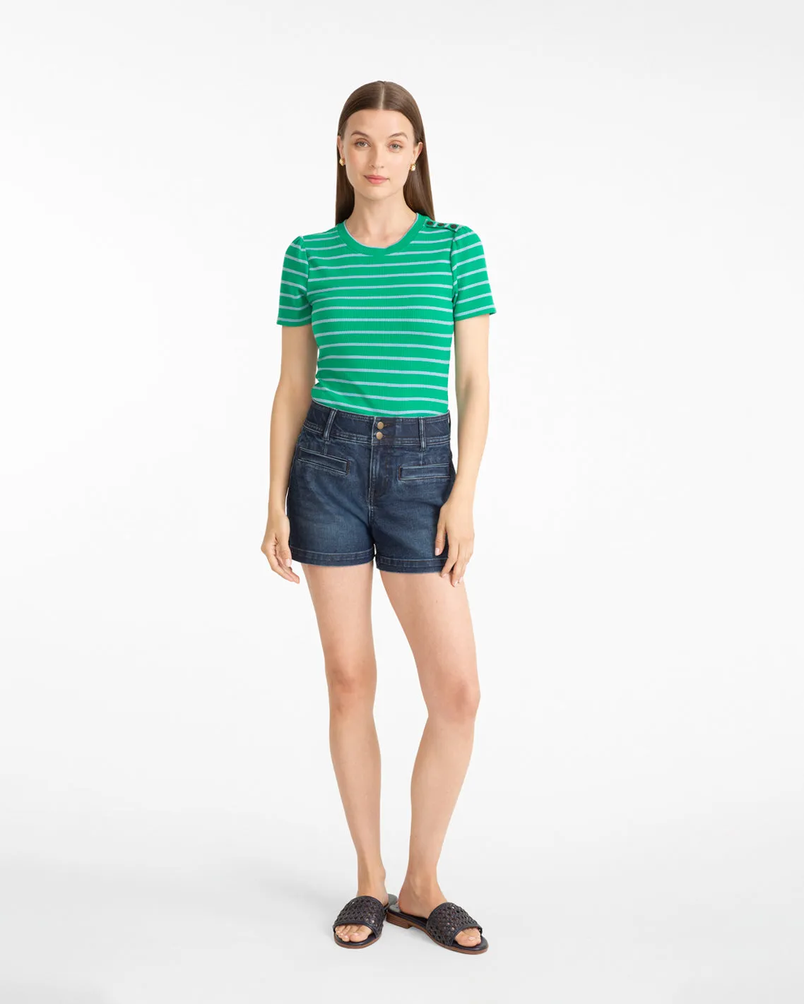 Stripe Crewneck Tee in Green sold by Draper James