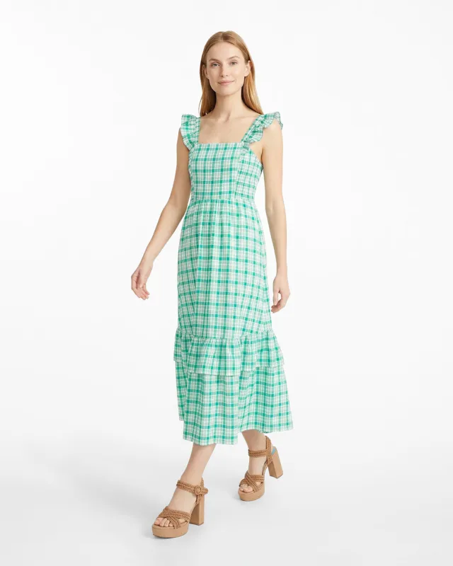 Carrie Midi Dress in Green Plaid sold by Draper James