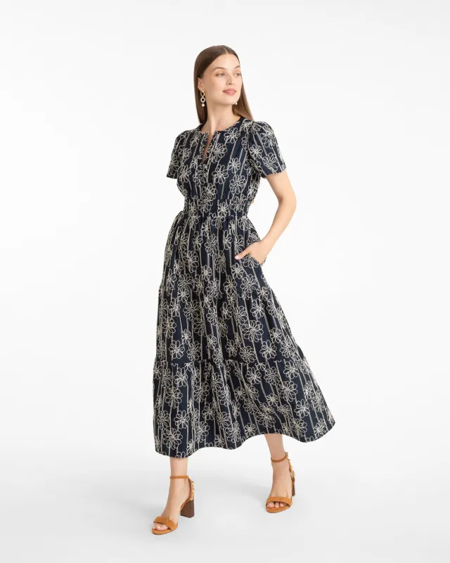 Hollie Midi Dress in Embroidery sold by Draper James