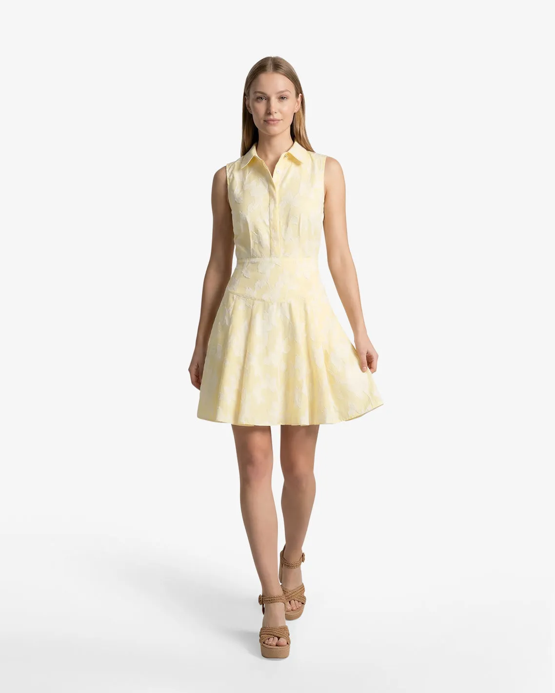 Brighton Mini Collared Dress in Striped Fil Coupe sold by Draper James