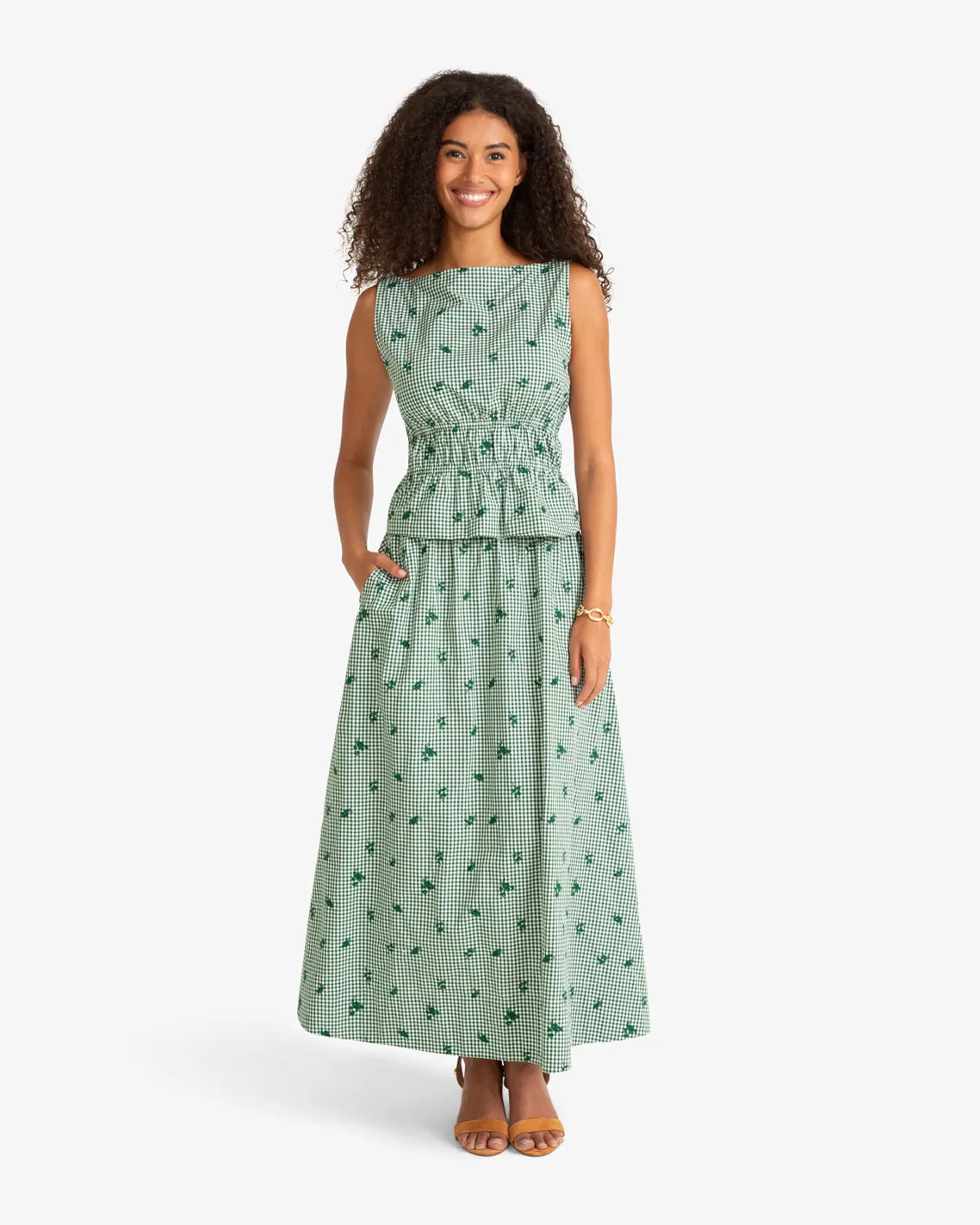 Sleeveless Top in Green Gingham sold by Draper James product image thumbnail 3