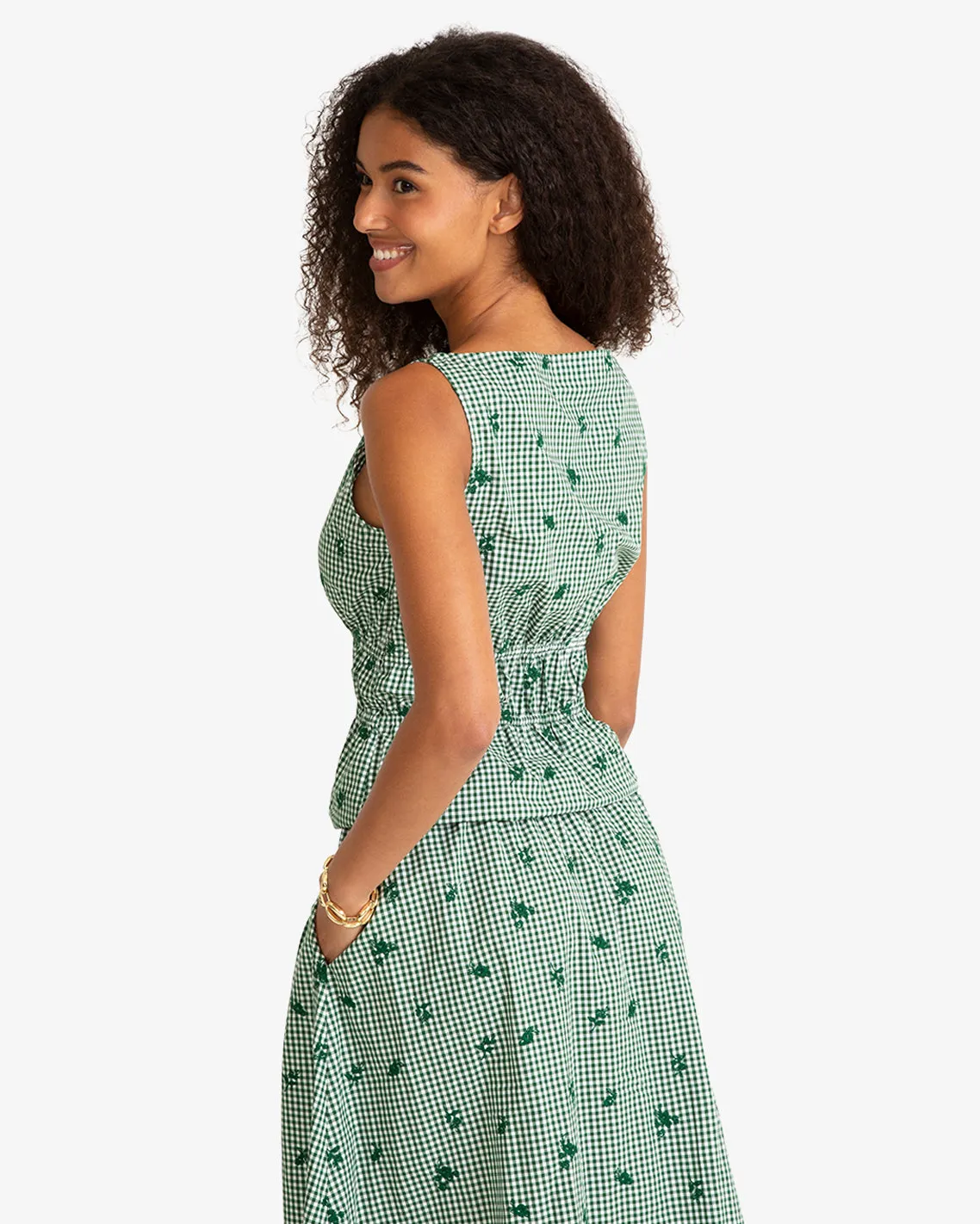 Sleeveless Top in Green Gingham sold by Draper James product image thumbnail 4