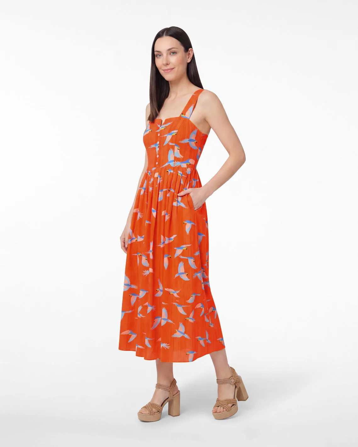Esme Midi Dress in Parrot Print sold by Draper James product image thumbnail 2