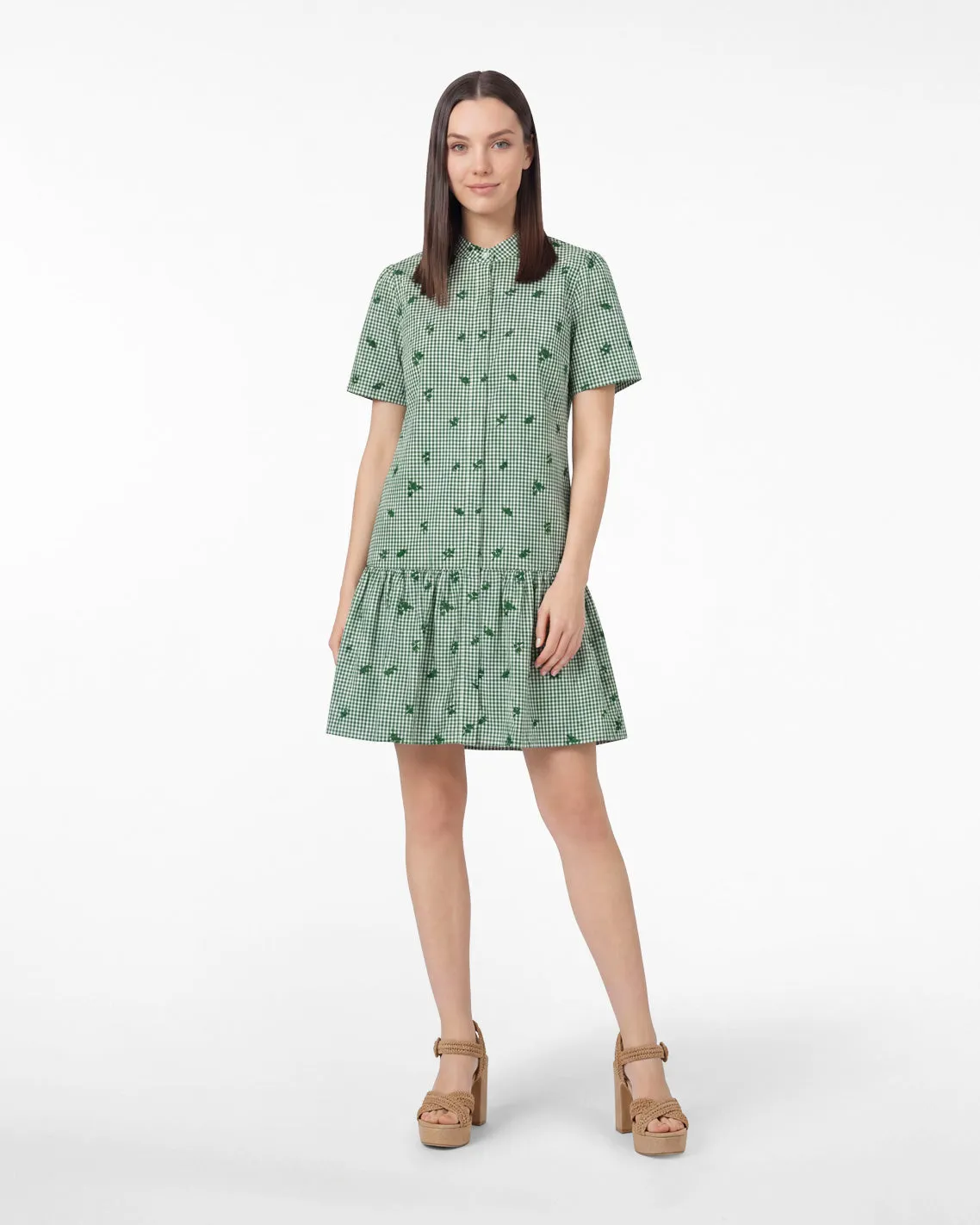 Molly Mini Dress in Green Gingham sold by Draper James