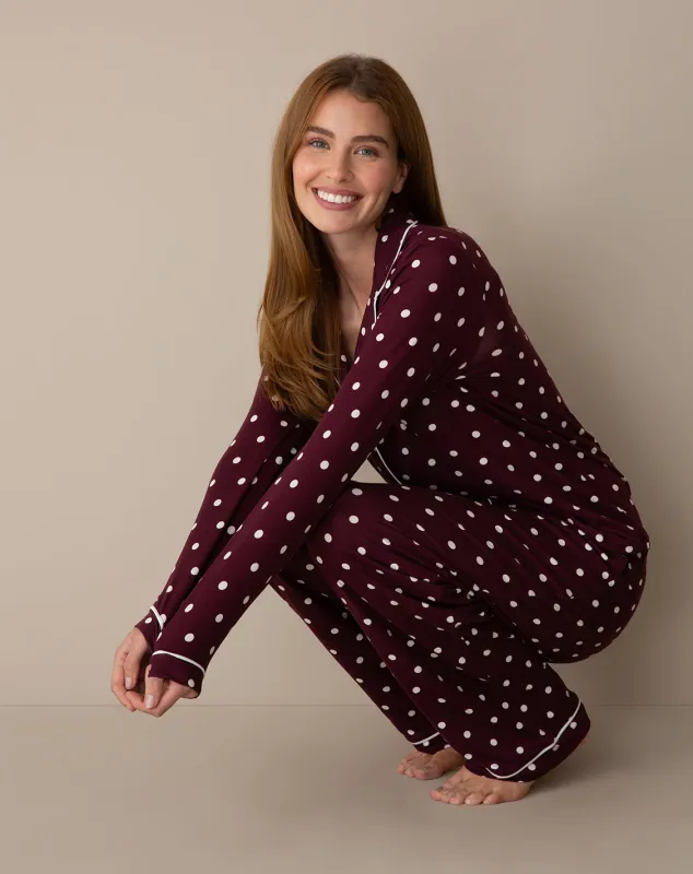 Linda Long-Sleeve Pajama in Maroon made by Draper James